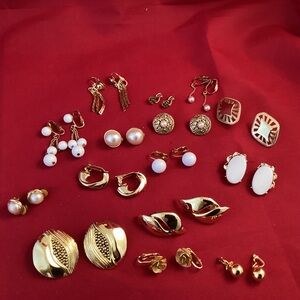 Gold tone clip on earrings Lot